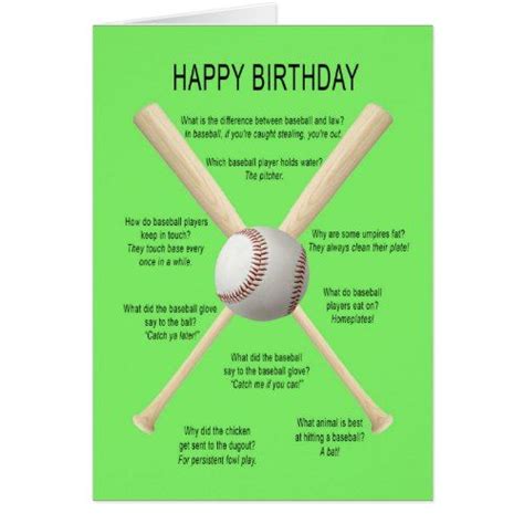 Birthday Baseball Jokes Card Baseball Jokes Baseball