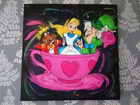 Alice In Wonderland Acrylic Painting Etsy