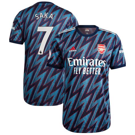 Bukayo Saka Arsenal Adidas 202122 Third Authentic Player Jersey Blue Collette Boutique