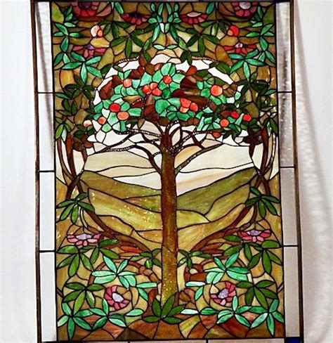 Tree Of Life Reproduction Stained Glass Hanging Art Window Ebth