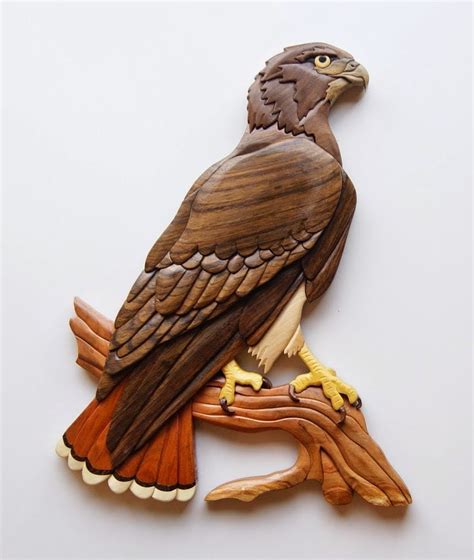 Red Tailed Hawk Intarsia Wall Hanging By Entwoodcrafts On Etsy