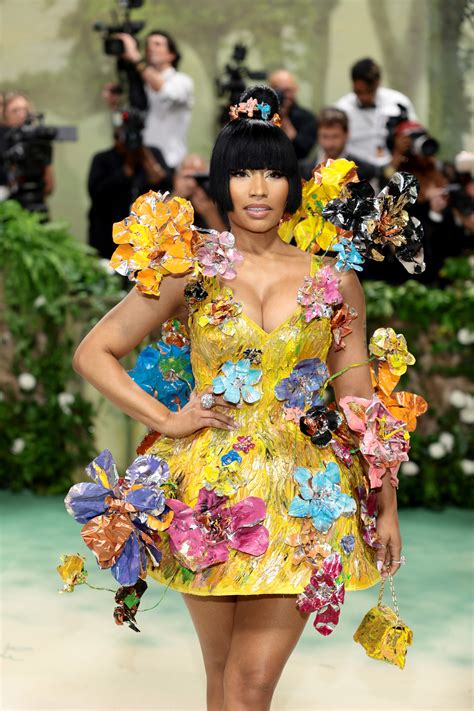 Nicki Minaj Blossoms In Golden Floral Dress At 2024 Met Gala K Jewel