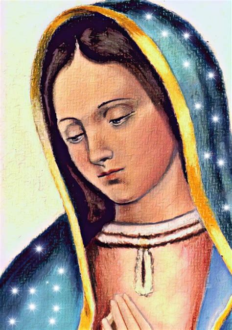 A Painting Of The Virgin Mary Holding Her Hands Together