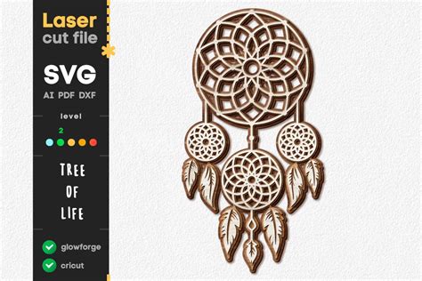 Dreamcatcher Svg Laser Cut File For Glowforge Cricut Split Monogram