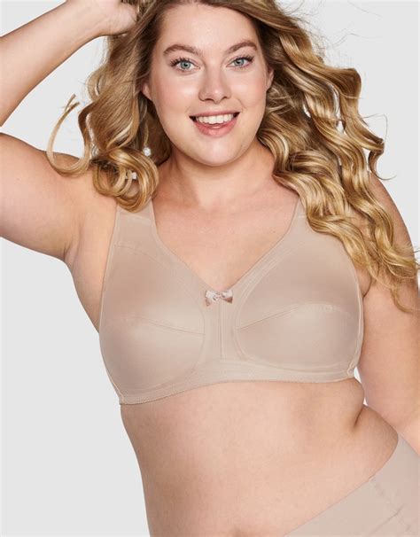 naturana full coverage wide strap cotton bra b dd cups in band sizes 14 36 beige and navy