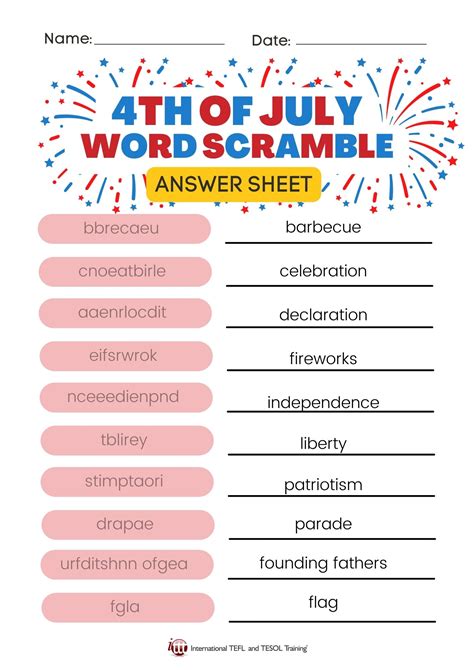 4th Of July Word Scramble ️ ️ ️ Ittt