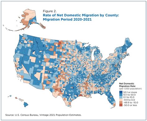 Net Domestic Migration Increased In Many Us Counties In 2021