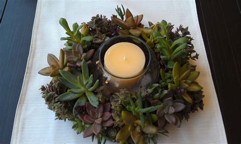 Succulent Candle Centerpiece Inspiration Via Etsy Succulent Candle