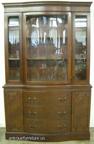 Antique Mahogany Curved Glass China Cabinet At Antique Furniture