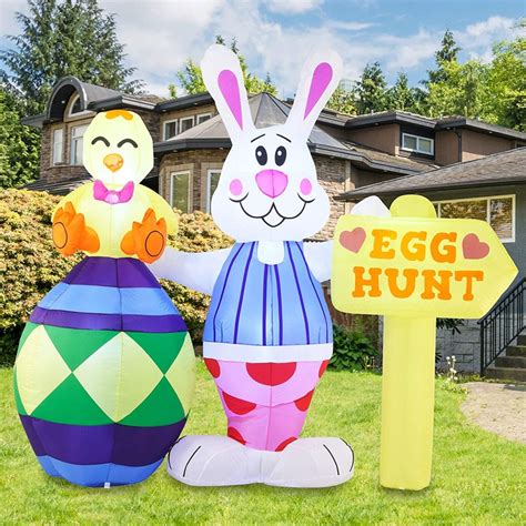 Easter Inflatables Decoration 5ft Inflatable Easter Bunny Hen With Egg