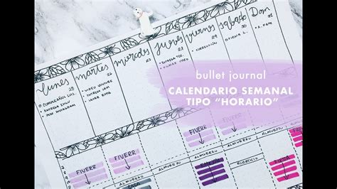 Encuentra imágenes vectoriales libres de derechos de alta calidad que no podrás encontrar en ningún otro sitio. Calendario Semanal tipo "horario" | Bullet Journal - YouTube