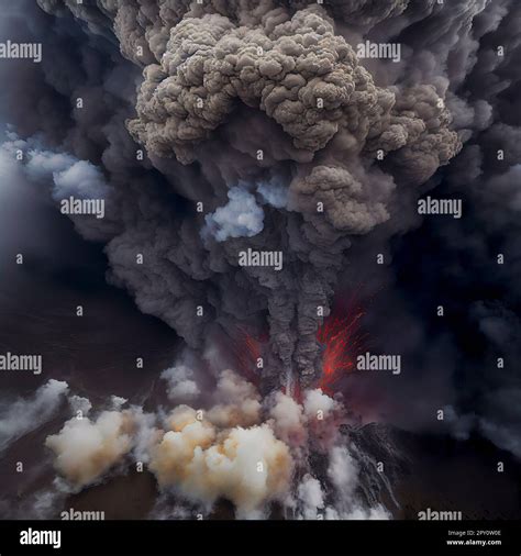 A Volcano Erupting With Plumes Of Smoke And Ash Visible From An Aerial
