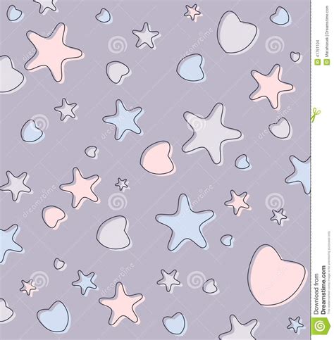 Cute Pastel Background With Hearts And Stars Stock
