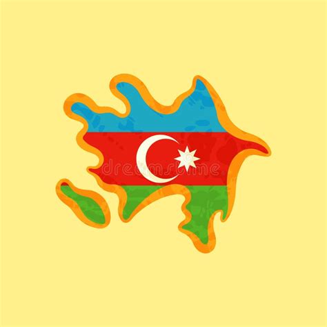 Azerbaijan Map Colored With Azerbaijani Flag Stock Vector