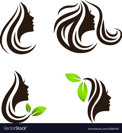 Printable beauty logos by canva. Woman beauty hair spa salon logo design set Vector Image