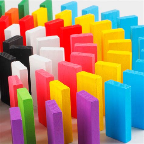 Toy Bar 120pcs Mixed Colored Authentic Standard Rainbow Wooden Domino