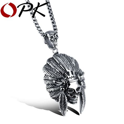 Mans Skeleton Pendant Necklaces Native American Style Stainless Steel