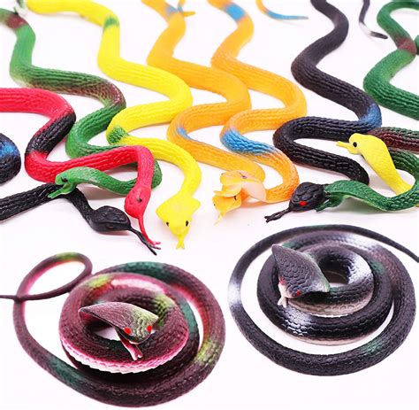 Enjoyxo Rubber Snakes Toy Realistic Snake 12pcs Small Rainforest Snakes