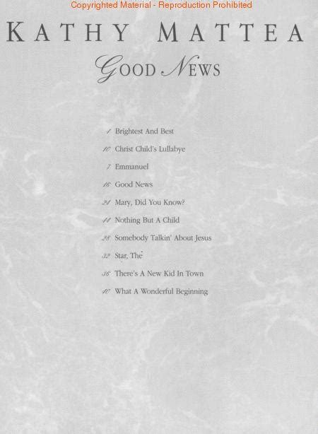 Good News By Kathy Mattea Songbook Sheet Music For Pianovocalguitar