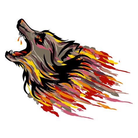 Gambar Kepala Serigala Marah Dengan Bayangan Merah Anjing Gila