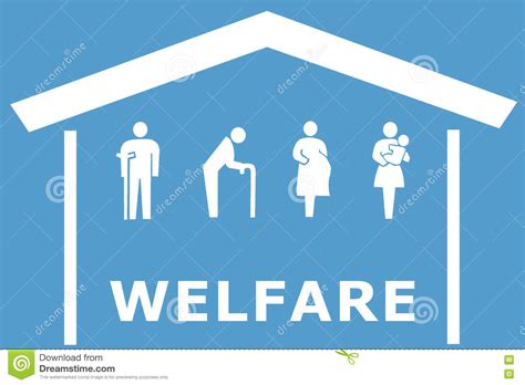 Welfare Concept On Blue Background Stock Illustration - Illustration of ...