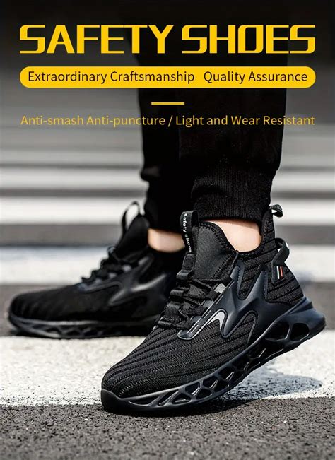 Steel Toe Sneakers For Men Safety Shoes Comfortable Puncture Proof Work