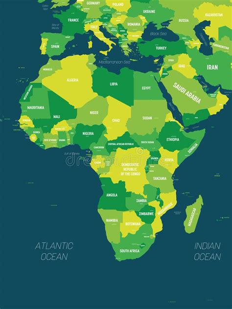 Africa Map Green Hue Colored On Dark Background High Detailed