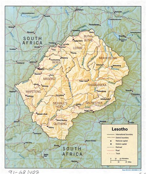 Large Detailed Political And Administrative Map Of Lesotho With Relief