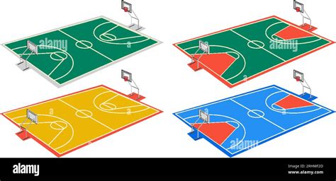 Collection Of Different Basketball Courts Illustration Stock Vector