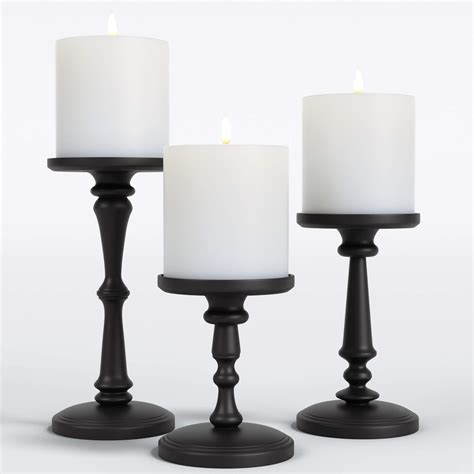 Buy Matte Black Candle Holders Set Of 3 Metal Candle Holders For Pillar Candles 3 Pillar