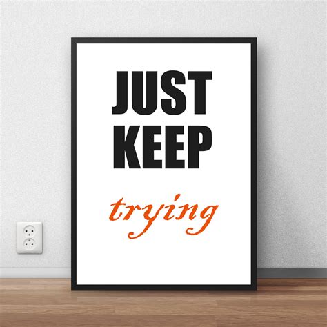 World Popular Quote JUST KEEP TRYING Vintage Poster Painting ...