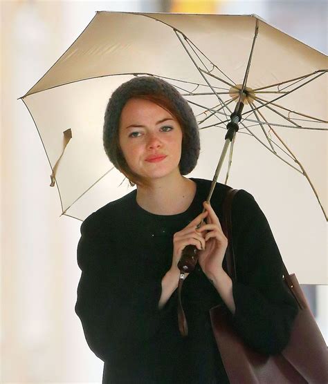 EMMA STONE On Rainy Day Out In New York HawtCelebs