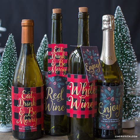 Printable Christmas Wine Bottle Labels Lia Griffith