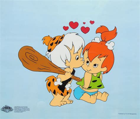 Flintstones Original Animation Art Sericel Cel Pebbles Kissing Bam Bam Flintstones Pebbles