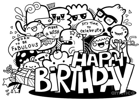 Cartoon People And Happy Birthday Digital Art By Pakpong Pongatichat Pixels