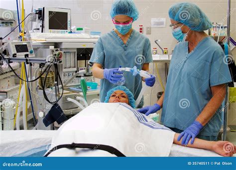 Staff Preparing Patient For Anesthetic Stock Image Image Of Procedure Surgery