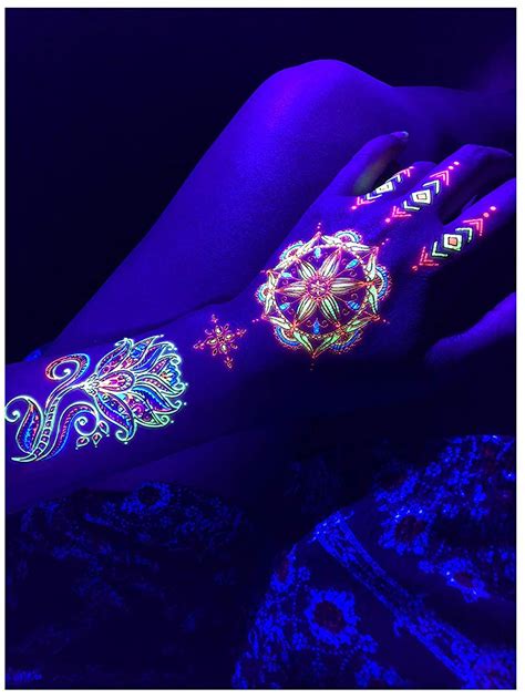 Glowing flower has an attractive feature of glowing every time the room lights are off. DIRIS Studio Glow In The Dark Party Blacklight Tattoos ...