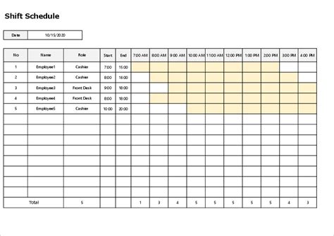 Employee Shift Schedule Template Shift Schedule Sched