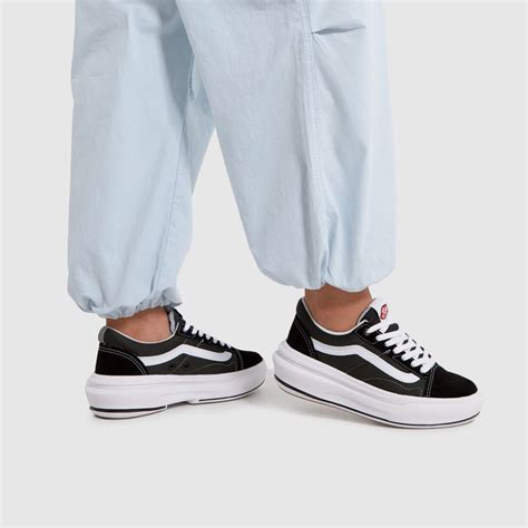 womens black and white vans comfycush old skool overt trainers schuh