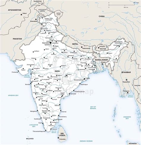 States And Capitals Map Of India