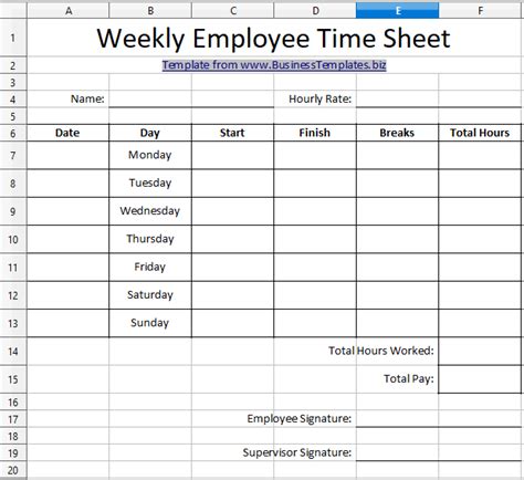 Working Hours Template Tutoreorg Master Of Documents