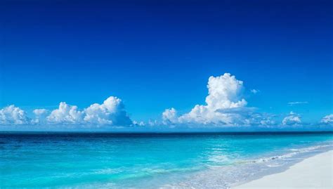 Clear Blue Sea Beside White Sand Under Clear Blue Sky Nature
