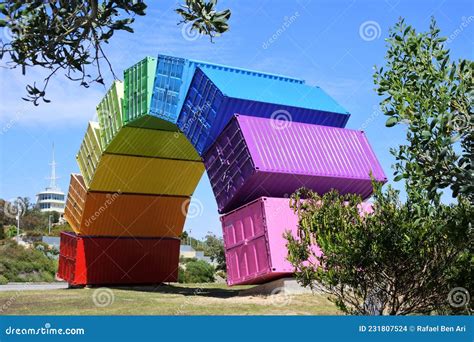 Rainbow Sea Container Art Fremantle Western Australia Editorial Stock