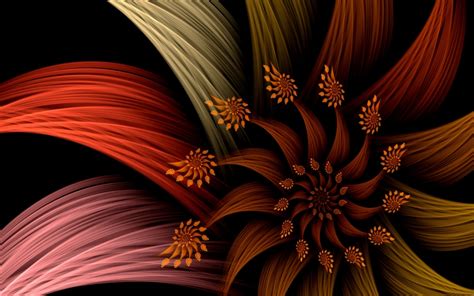 Red Flowers Fractals Cgi 1680x1050 Wallpaper Abstract 3d