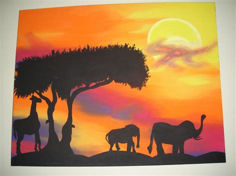 Acrylic African Sunset Painting Copyright Caitlin Zapata African