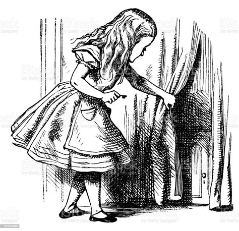Alice And A Tiny Door Illustration Stock Vector Art And More Images Of