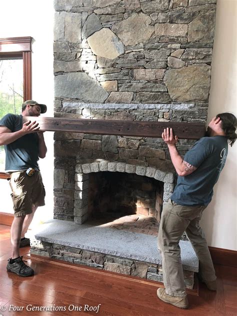 How To Hang A Wood Mantel On A Stone Fireplace Using Rebar Before