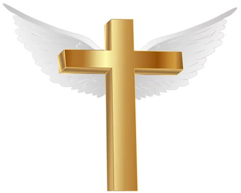 Gold Cross With Angel Wings Png Clip Art Image Angel Wings Png Wings