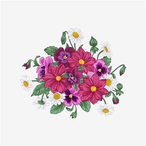 Bouquet Of Summer Flowers Stock Vector Illustration Of Decorative