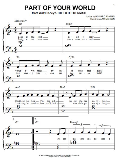 G what would i give. Part Of Your World Sheet Music | Alan Menken | Big Note Piano